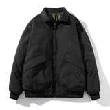 Varsity Jacket Retro Lapels Cotton Jacket Men'S Solid Color