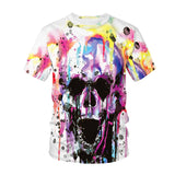 Skull T Shirt Black and White Skull round Neck Printing
