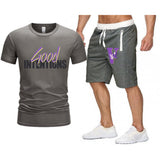 Vlone T Shirts & Shorts 2 Piece Set Letter Large V Printed Short Sleeve