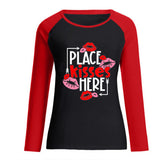 Valentine's Day T Shirts Couples Lip Pattern Loose Long Sleeve T-shirt