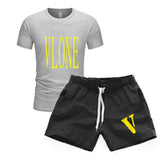 Vlone T Shirts & Shorts 2 Piece Set Men'S T-Shirt Set Casual Sweatpants Beach Shorts