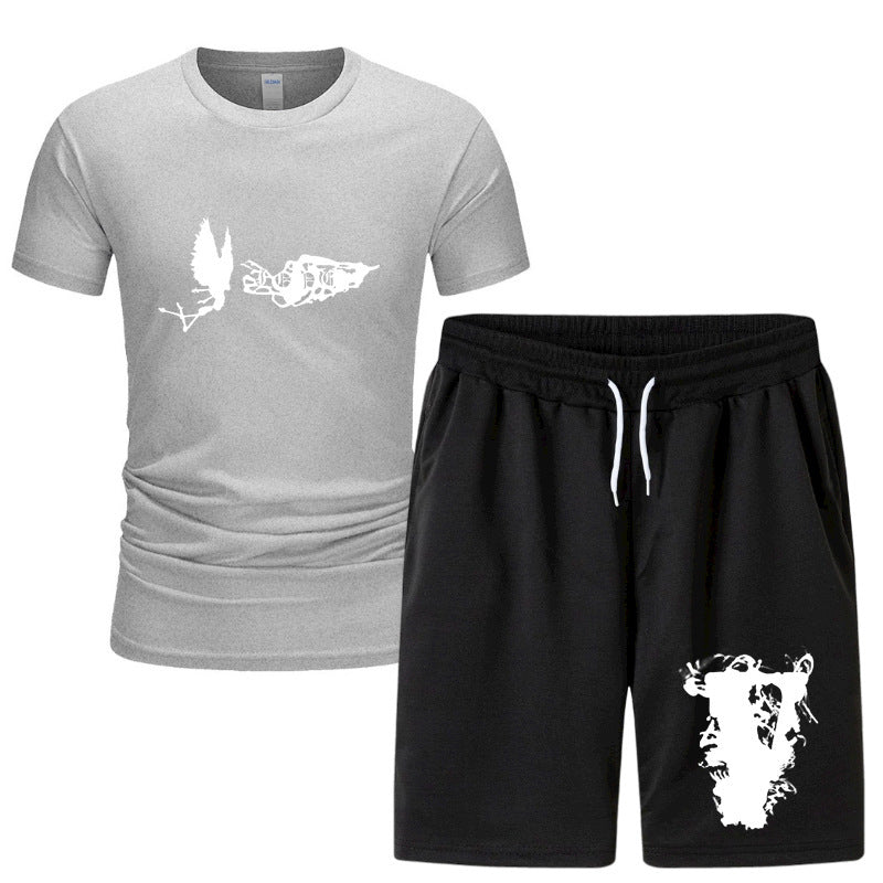 Vlone T Shirts & Shorts 2 Piece Set Men'S Summer Sports Fitness Casual Shorts Suit