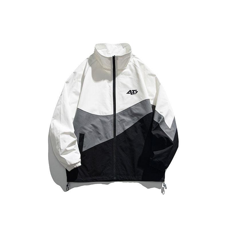 Man Fall Outfis Autumn Hip Hop Color Contrast Patchwork Sports Jacket Men's College Style Casual Top