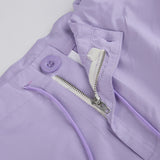 Julia Fox Low Rise Jeans Handsome Drawstring Waist-Tight Woven Casual Pants Hot Girl Loose Leg-Tight Hip Hop Purple Trousers