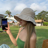 Women Bucket Hat Pleated Bucket Hat Sunshade Foldable