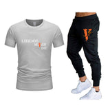 Vlone T Shirts & Pants 2 Piece Set T-Shirt Men'S Suit Printed Sports