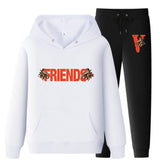 Vlone Hoodie & Pants 2 Piece Set Printed Sweater Casual