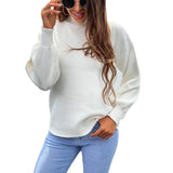 Women Pullover Knit Sweater Women's Knitted Sweater Fall/Winter Lantern Sleeve Sweater Women