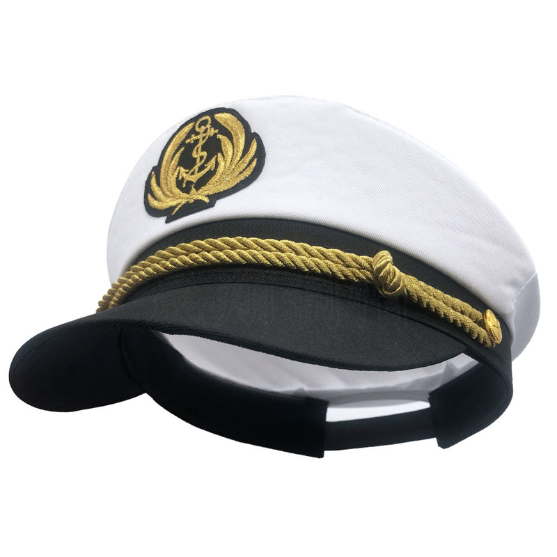 Captains Hat White Military Cap Embroidered Flat Top Sailor Men and Women