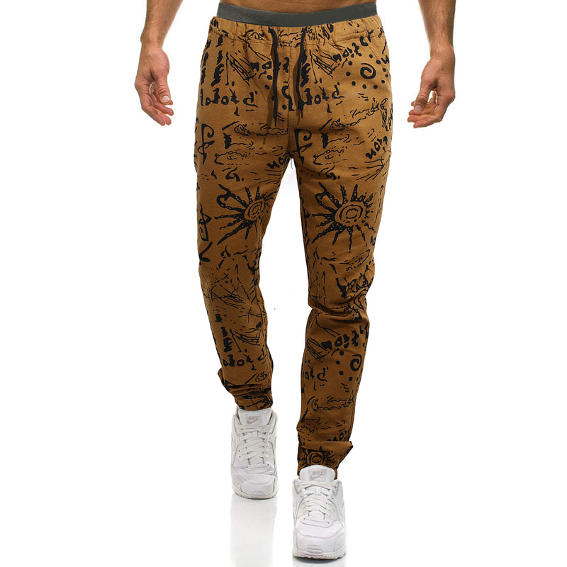Men's Pants Men's Sports Pants Slim-Fit Printed Trousers