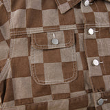 Julia Fox Low Rise Jeans Slim Fit Casual Brown Plaid