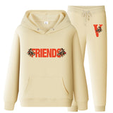 Vlone Hoodie & Pants 2 Piece Set Men'S Loose Printed Hoodie Sweater