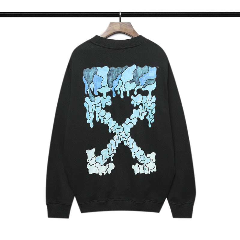 Off White Sweatshirts Autumn And Winter Arrow Print Crew Neck Pullover Sweatshirt Baggy Coat