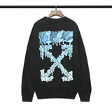 Off White Sweatshirts Autumn And Winter Arrow Print Crew Neck Pullover Sweatshirt Baggy Coat