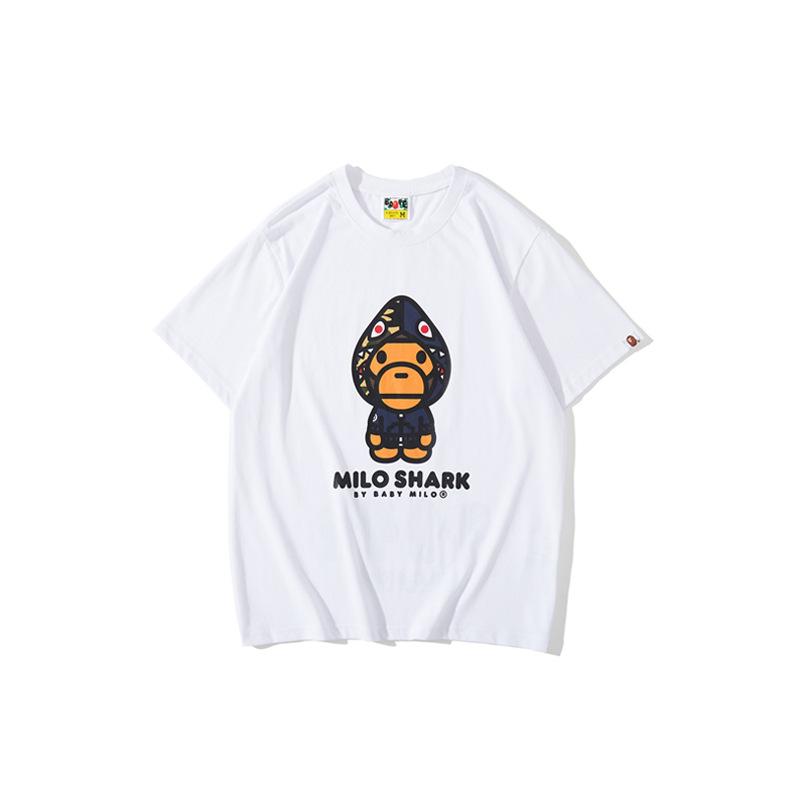 Bathing Ape T Shirt Summer Short Sleeves, Blue Shark Monkey T-shirt Printed Casual Short Sleeve Fashion