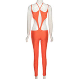 Fall Hollow Backless Sling High Waist Tight Sports Fitness Jumpsuit