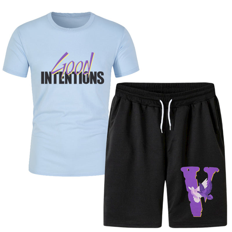Vlone T Shirts & Shorts 2 Piece Set Short Sleeve T-Shirt Sports Summer
