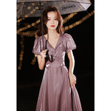 Mauve Dress Bridesmaid Purple Evening Dress Gown
