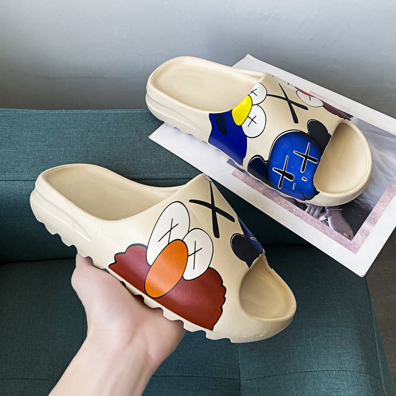 Mens Slide Men'S Sandals Slippers Graffiti Sandals Beach Shoes Sesame Street