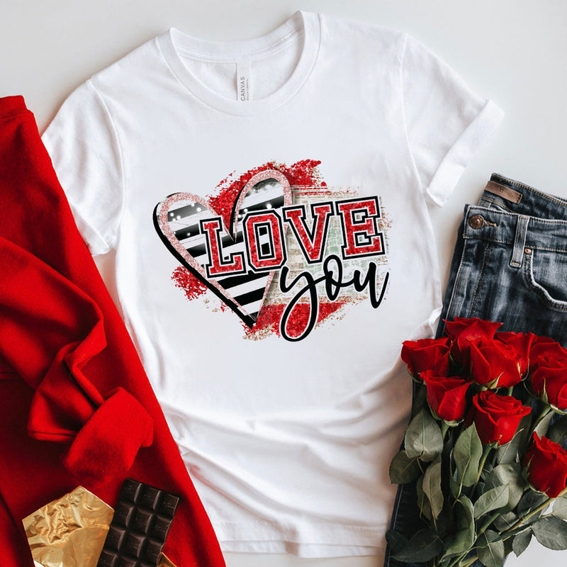 Valentine's Day T Shirt T-shirt Striped Love You Printed Summer