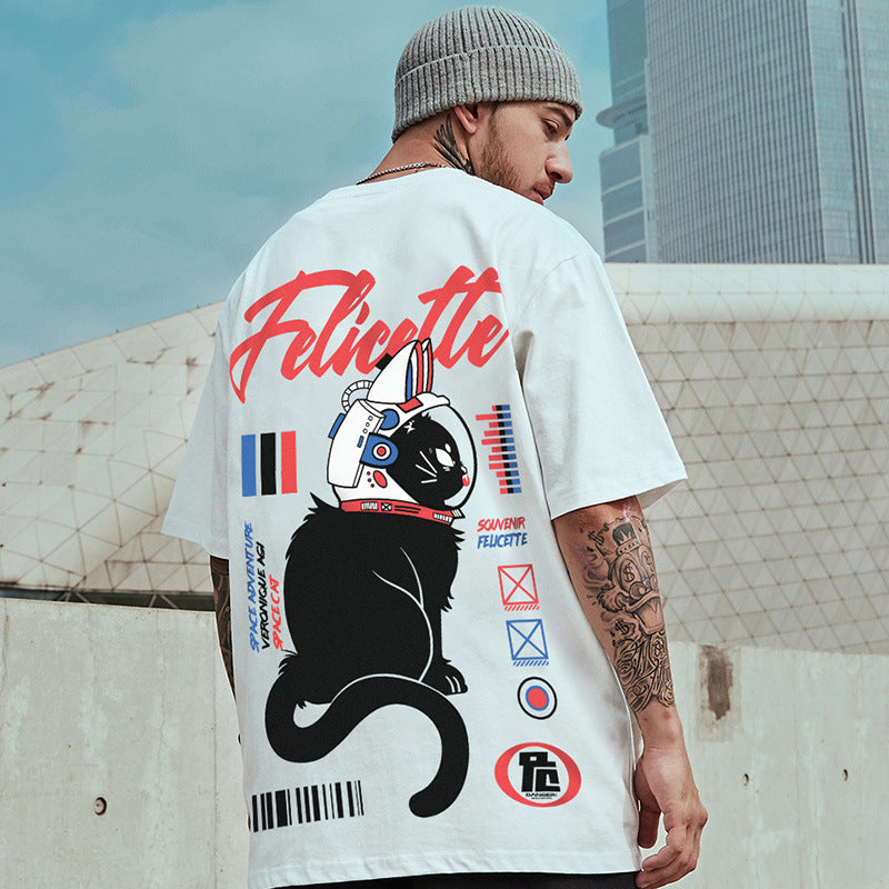 Men T-Shirts Loose Printed Half Sleeve Half Sleeve