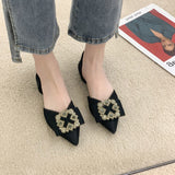 Finn Chain Pointed Toe Mule Shoes Pointed Toe Pumps Female Summer Low-Cut Low Heel Leisure Shoes
