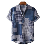 Camp Collar Shirt Floral Color Matching Short Sleeve