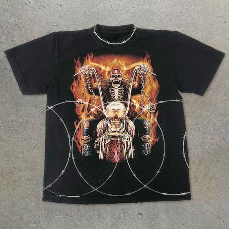 Rave Outfits Men T Shirt round Neck Short Sleeve Fashion Print