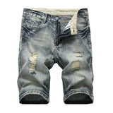 Men Denim Shorts Men's Jeans Shorts Hole Light
