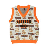 Men Sweater Cartoon Bear Jacquard Sleeveless Sweater Vest Men's Vest Coat