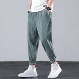 Cuffed Cargo Pants Men's Summer Track Sweatpants Men's Straight Loose