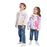 Children Jean Jackets Children's Tie-Dyed Velvet Long-Sleeved Denim Jacket