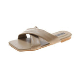 Women Open Toe Sandals Flats Summer Fashion Cross Fashion Outerwear Flat Heel Candy-Colored Slippers