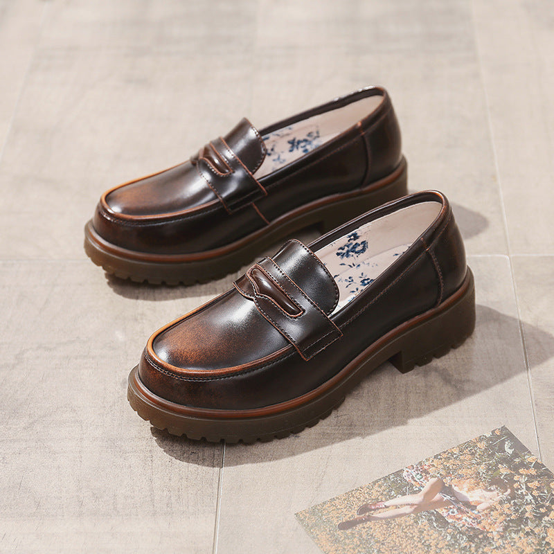 Mary Jane Shoes Summer Beef Tendon Retro Loafers