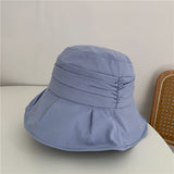 Women Bucket Hat Pleated Bucket Hat Sunshade Foldable