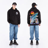 Men Hoodie Shark Embroidered Hooded Men's Sweater