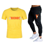 Vlone T Shirts & Pants 2 Piece Set Men'S Summer T-Shirt Short Sleeve Sports And Leisure