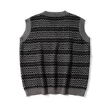 Men Sweater Contrasting Color Jacquard Sweater Vest Vest Men's Sleeveless Sweater Coat