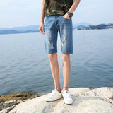 Men Denim Shorts Ripped Denim Shorts Stretch Summer Thin