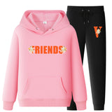 Vlone Hoodie & Pants 2 Piece Set Printed Sweater Casual