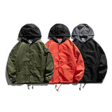 Man Fall Outfis Autumn Fashion Colorblock Hood Jacket Boys Hip Hop Loose Jacket