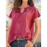 Romanian Gypsy Outfits Loose Western National Style Top Short Sleeve