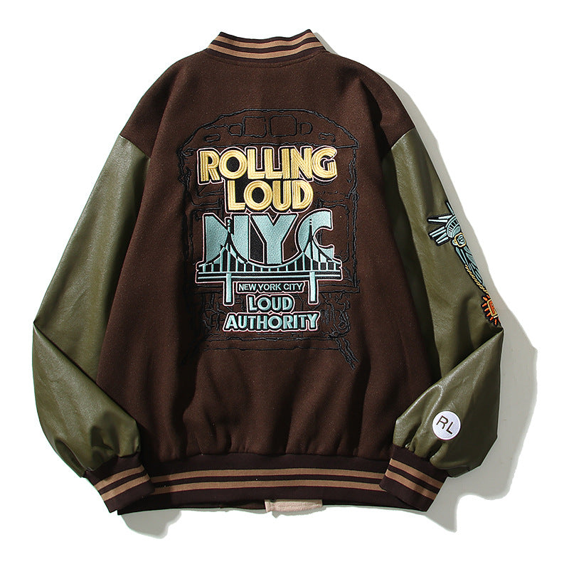 Cardigan Baseball Jacket Autumn and Winter TS New York City Exclusive Statue of Liberty Embroidery