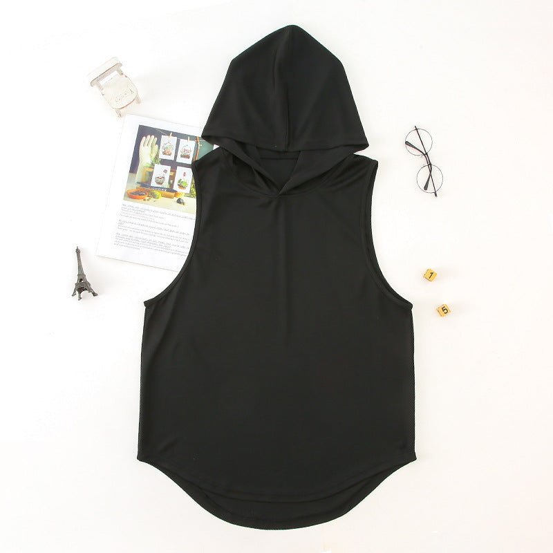 Moisture Wicking Tank Top Loose Waistcoat Hooded Fitness