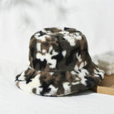 Vintage Check Bucket Hat Lamb Wool Bucket Hat