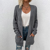 Women's Cardigan Knit Sweater Women's Mid-Length Cardigan for Autumn and Winter