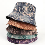 Bucket Hat Fishing Cap Cotton Print Fisherman Hat Letter Print Sun-Proof Basin Hat