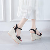 Platform Heels for Women Summer 2-Word Buckled Chunky Heel Platform Shoes