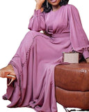 Mauve Dress Bridesmaid Women's Dress Single Breasted Purple Formal Dress High Waist plus Size
