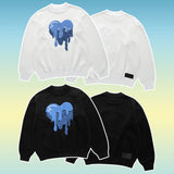 Man Fall Outfits Retro Loose Heart Printing round Neck Sweater Men's and Women's Coat